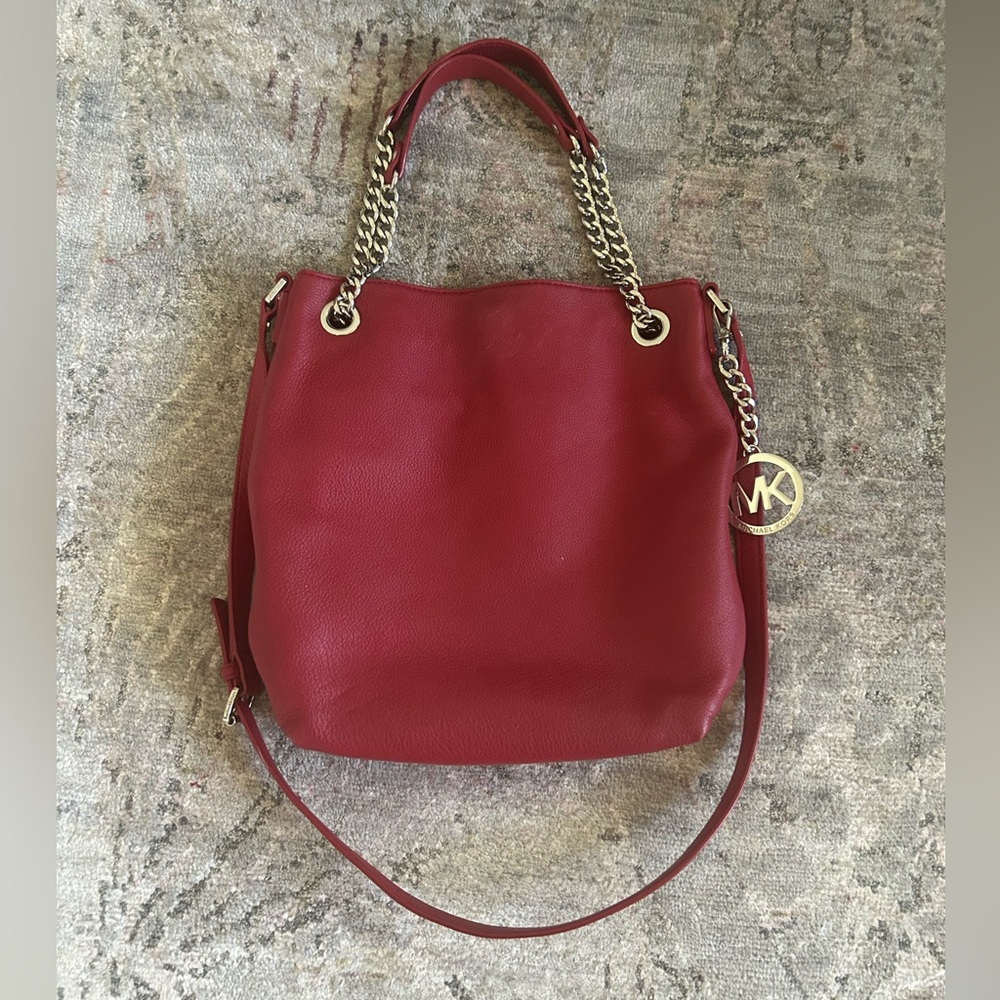 Michael Kors Red Leather Shoulder Bag